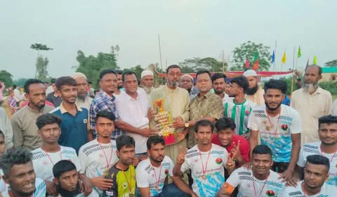 তাহিরপুরে বেগম খালেদা জিয়া স্মৃতি ফুটবল টুর্নামেন্টে বিএনপি একাদশ চ্যাম্পিয়ন