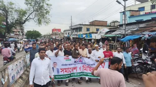 পরিকল্পিত সন্ত্রাসের প্রতিবাদে সাপাহারে বিএনপির সমাবেশ ও মিছিল