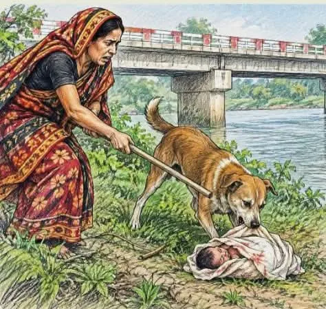 কুকুরের মুখ থেকে নবজাতক উদ্ধার