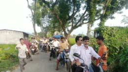 সাপাহারে চেয়ারম্যান পদপ্রার্থী মোঃ আনিসুর রহমান এর মোটর সাইকেল শোডাউন