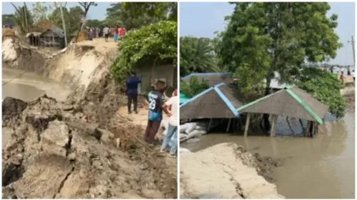 দাকোপে পাউবোর ৪০ মিটার বেড়িবাঁধ নদীগর্ভে বিলীন
