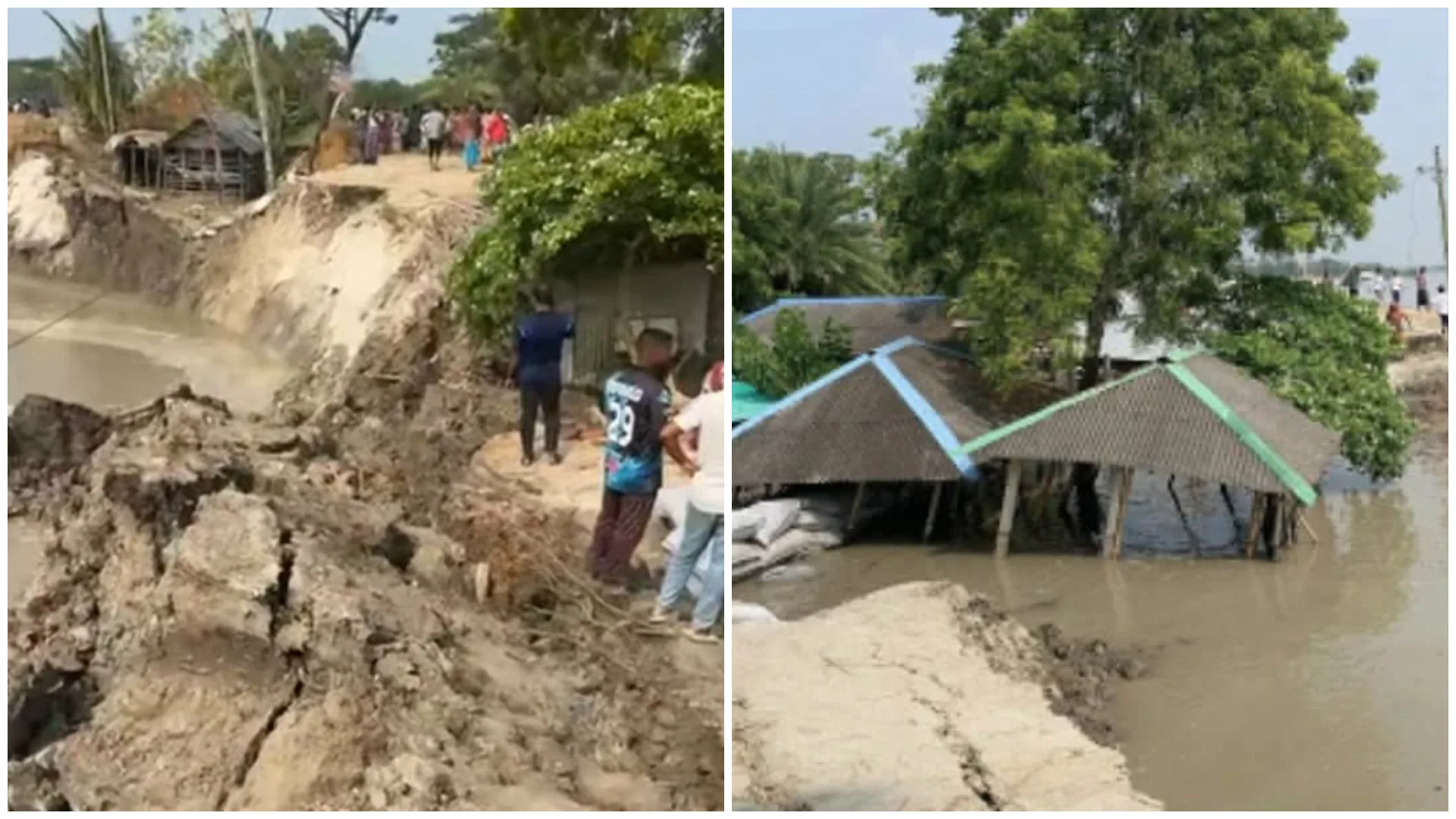 দাকোপে পাউবোর ৪০ মিটার বেড়িবাঁধ নদীগর্ভে বিলীন